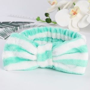 Spa Headband Fleece Makeup Cosmetic Women’s Facial Bow Hair Band White Stripes